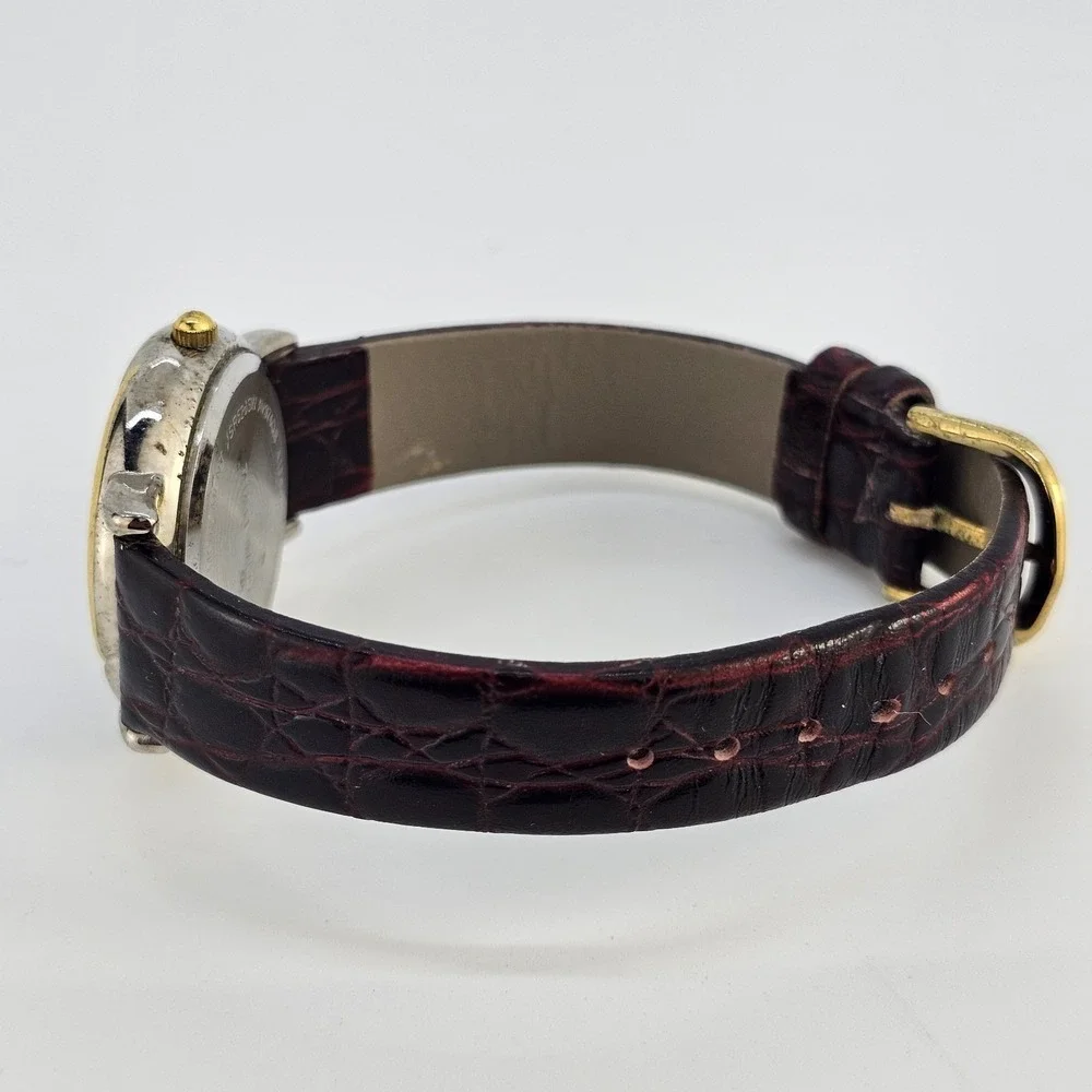 34MM‎ Women's Analog Watch White Dial Brown Leather Bands NEW Battery